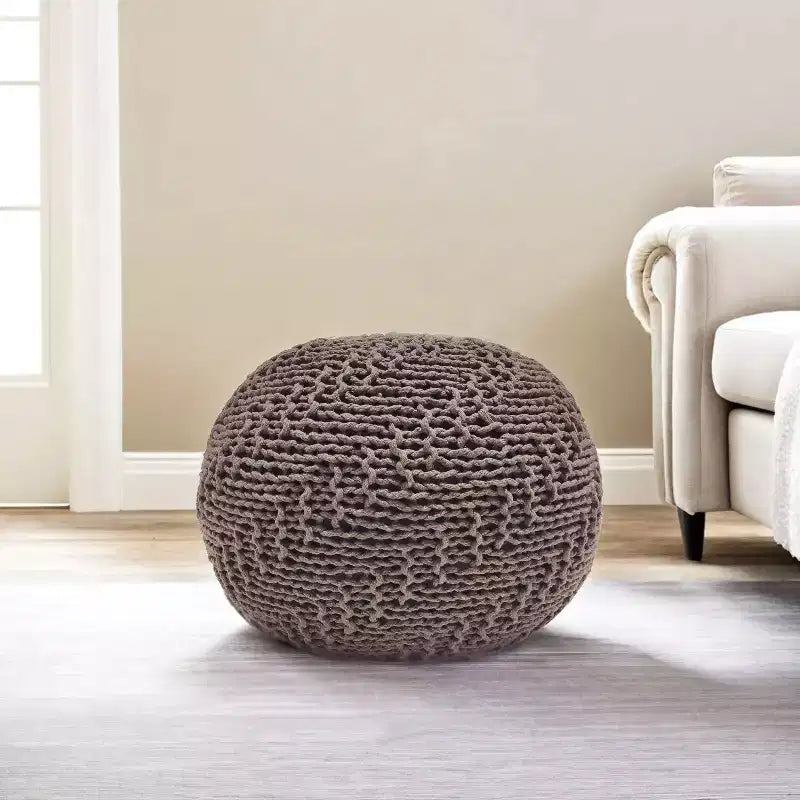 Puff de puf de punto, otomana redonda, sillón de suelo para sala de estar, dormitorio, residencia, no requiere montaje