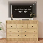 Cómoda acanalada de 6 cajones con acabado en roble – Cajonera de madera para dormitorio, sala de estar y recibidor