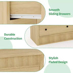Cómoda acanalada de 6 cajones con acabado en roble – Cajonera de madera para dormitorio, sala de estar y recibidor