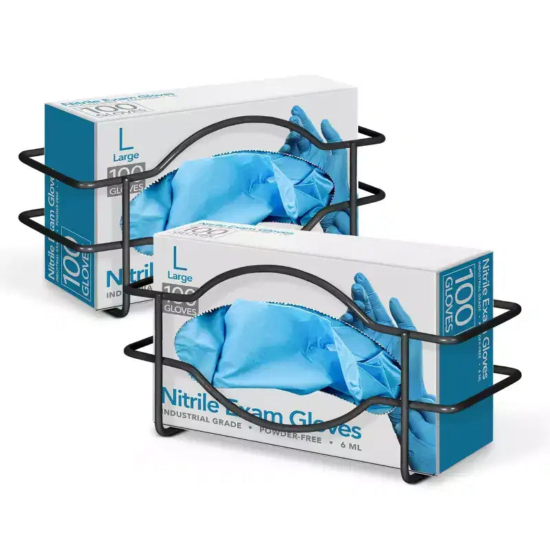 Stock Your Home Single Metal Gloves/Tissue Box Dispenser, Black (2 Pack)