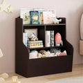 3-Tier Toy Storage Cabinet & Bookcase with Cubbies, Multi-Shelf Organizer for Playroom Bedroom Hallway Kindergarten, Dark Brown