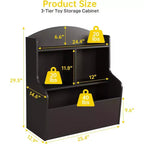 Mueble de Almacenamiento de Juguetes y Librería de 3 Niveles con Cubículos, Organizador Multi-Estantes para Sala de Juegos Dormitorio Pasillo Guardería, Marrón Oscuro