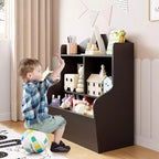 Mueble de Almacenamiento de Juguetes y Librería de 3 Niveles con Cubículos, Organizador Multi-Estantes para Sala de Juegos Dormitorio Pasillo Guardería, Marrón Oscuro