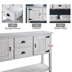 Aparador/Consola de madera maciza de pino de 48", 2 cajones, 2 armarios, estante inferior, bufet para cocina y comedor