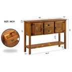 Aparador/Consola de madera maciza de pino de 48", 2 cajones, 2 armarios, estante inferior, bufet para cocina y comedor