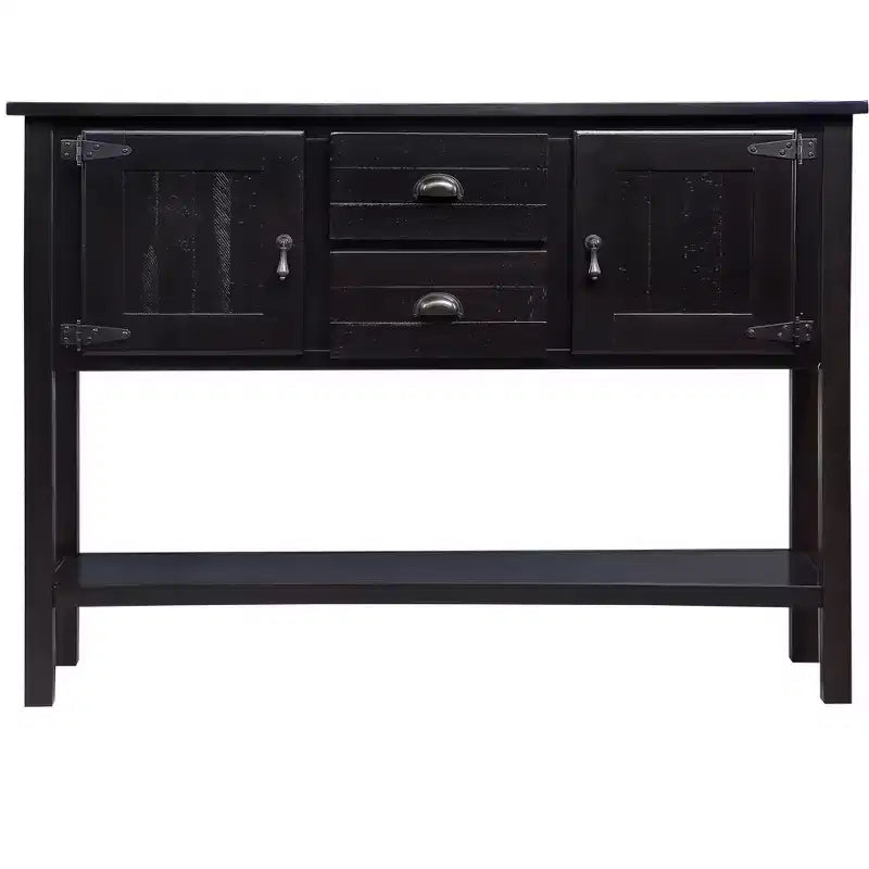 Aparador/Consola de madera maciza de pino de 48", 2 cajones, 2 armarios, estante inferior, bufet para cocina y comedor