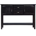 Aparador/Consola de madera maciza de pino de 48", 2 cajones, 2 armarios, estante inferior, bufet para cocina y comedor