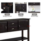 Aparador/Consola de madera maciza de pino de 48", 2 cajones, 2 armarios, estante inferior, bufet para cocina y comedor