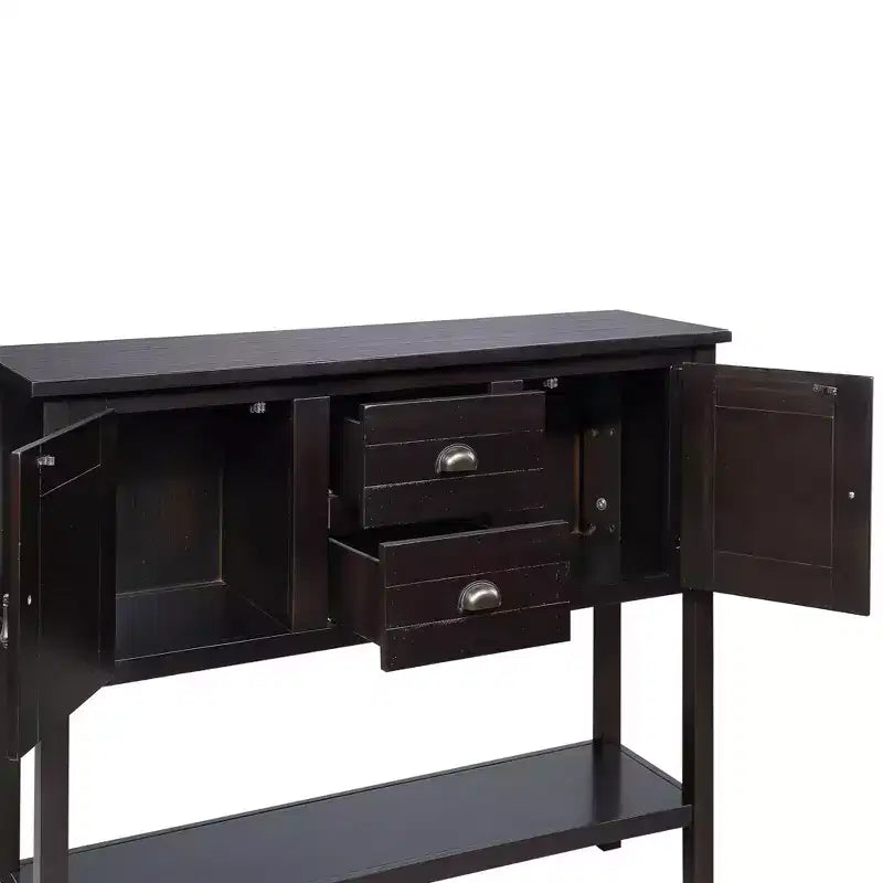 Aparador/Consola de madera maciza de pino de 48", 2 cajones, 2 armarios, estante inferior, bufet para cocina y comedor