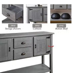 Aparador/Consola de madera maciza de pino de 48", 2 cajones, 2 armarios, estante inferior, bufet para cocina y comedor