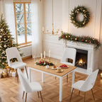 Mesa de comedor de madera de pino macizo – 4 plazas, sin nudos, impermeable y resistente a los arañazos, natural y blanco