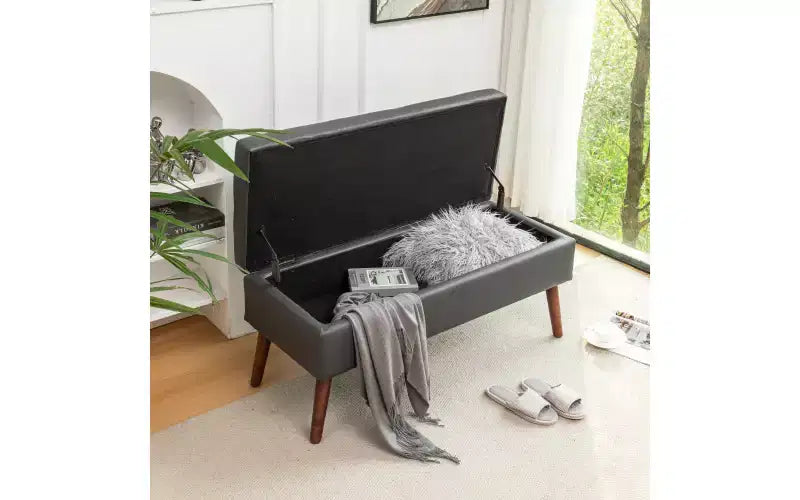 Banco de almacenamiento rectangular, otomana tapizada para sala de estar, pasillo, dormitorio, entrada, pie de cama,