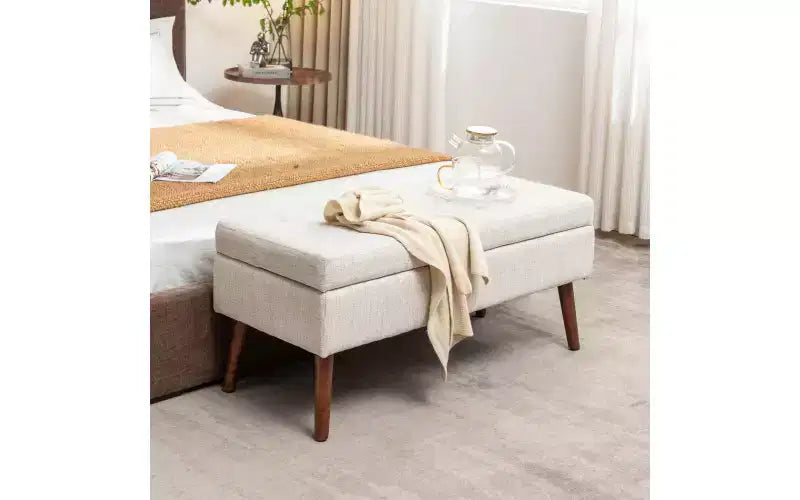 Banco de almacenamiento rectangular, otomana tapizada para sala de estar, pasillo, dormitorio, entrada, pie de cama,