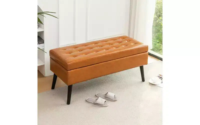 Banco de almacenamiento rectangular, otomana tapizada para sala de estar, pasillo, dormitorio, entrada, pie de cama,