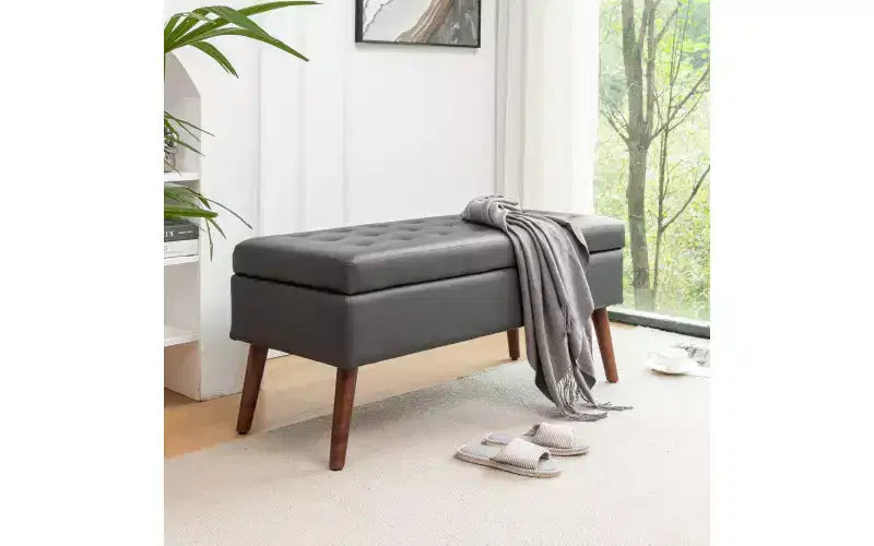 Banco de almacenamiento rectangular, otomana tapizada para sala de estar, pasillo, dormitorio, entrada, pie de cama,