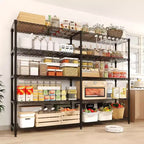 Estantería Metálica de Almacenamiento de 5 Niveles para Trabajo Pesado, Unidad de Estanterías Ajustables para Despensa de Cocina, Garaje y Uso Comercial, Organizador Ancho Independiente
