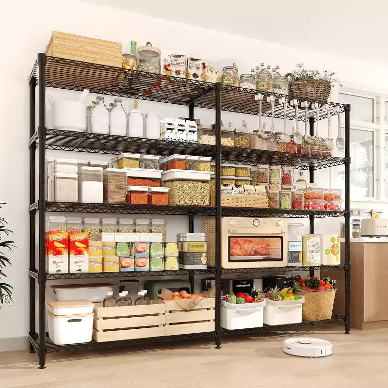 Estantería Metálica de Almacenamiento de 5 Niveles para Trabajo Pesado, Unidad de Estanterías Ajustables para Despensa de Cocina, Garaje y Uso Comercial, Organizador Ancho Independiente