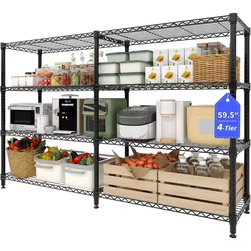Estantería Metálica de Almacenamiento de 5 Niveles para Trabajo Pesado, Unidad de Estanterías Ajustables para Despensa de Cocina, Garaje y Uso Comercial, Organizador Ancho Independiente