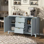 Aparador Wave Design, Mesa Consola con 3 Cajones, Puertas de Cierre Suave, Estantes Ajustables, Tiradores Metálicos