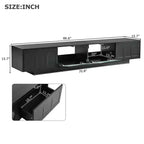Mueble de TV con Puertas de Cristal Templado Ranurado y Tira LED Bluetooth, para TVs de hasta 95", 2 Cajones