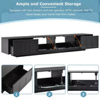 Mueble de TV con Puertas de Cristal Templado Ranurado y Tira LED Bluetooth, para TVs de hasta 95", 2 Cajones