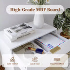 Mesita de Noche Blanca de 27 Pulgadas de Ancho con 3 Cajones, Mesa Auxiliar Moderna Acanalada de Madera, Gabinete Grande de Almacenamiento, Cómoda para Dormitorio, Sala de Estar, Muebles para el Hogar