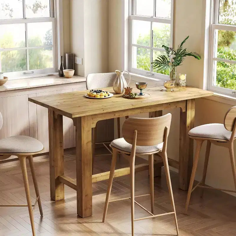 Mesa de bar de madera maciza de 63" de altura de mostrador, mesa alta de pub de 39.4" para cocina y bar en casa, con capacidad para 4 personas