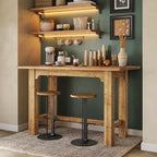 Mesa de bar de madera maciza de 63" de altura de mostrador, mesa alta de pub de 39.4" para cocina y bar en casa, con capacidad para 4 personas
