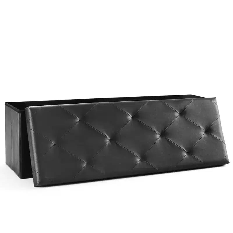 TUYOHW 30/43IN Foldable Storage Bench with Thicker Foam Padded Seat, End of Bed Bench, Entryway Bench for Living Room