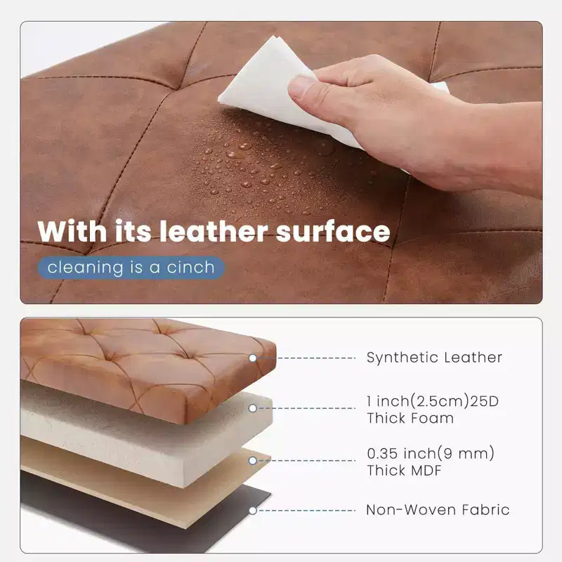 Banco de almacenamiento plegable con asiento grueso acolchado de espuma, banco para pie de cama de 76/109 cm para recibidor y sala de estar