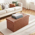 Banco de almacenamiento plegable con asiento grueso acolchado de espuma, banco para pie de cama de 76/109 cm para recibidor y sala de estar