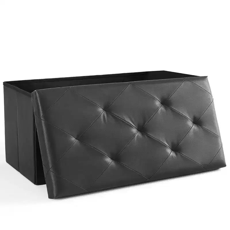 Banco de almacenamiento plegable con asiento grueso acolchado de espuma, banco para pie de cama de 76/109 cm para recibidor y sala de estar